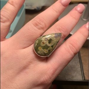 Rainforest Jasper sterling silver ring
